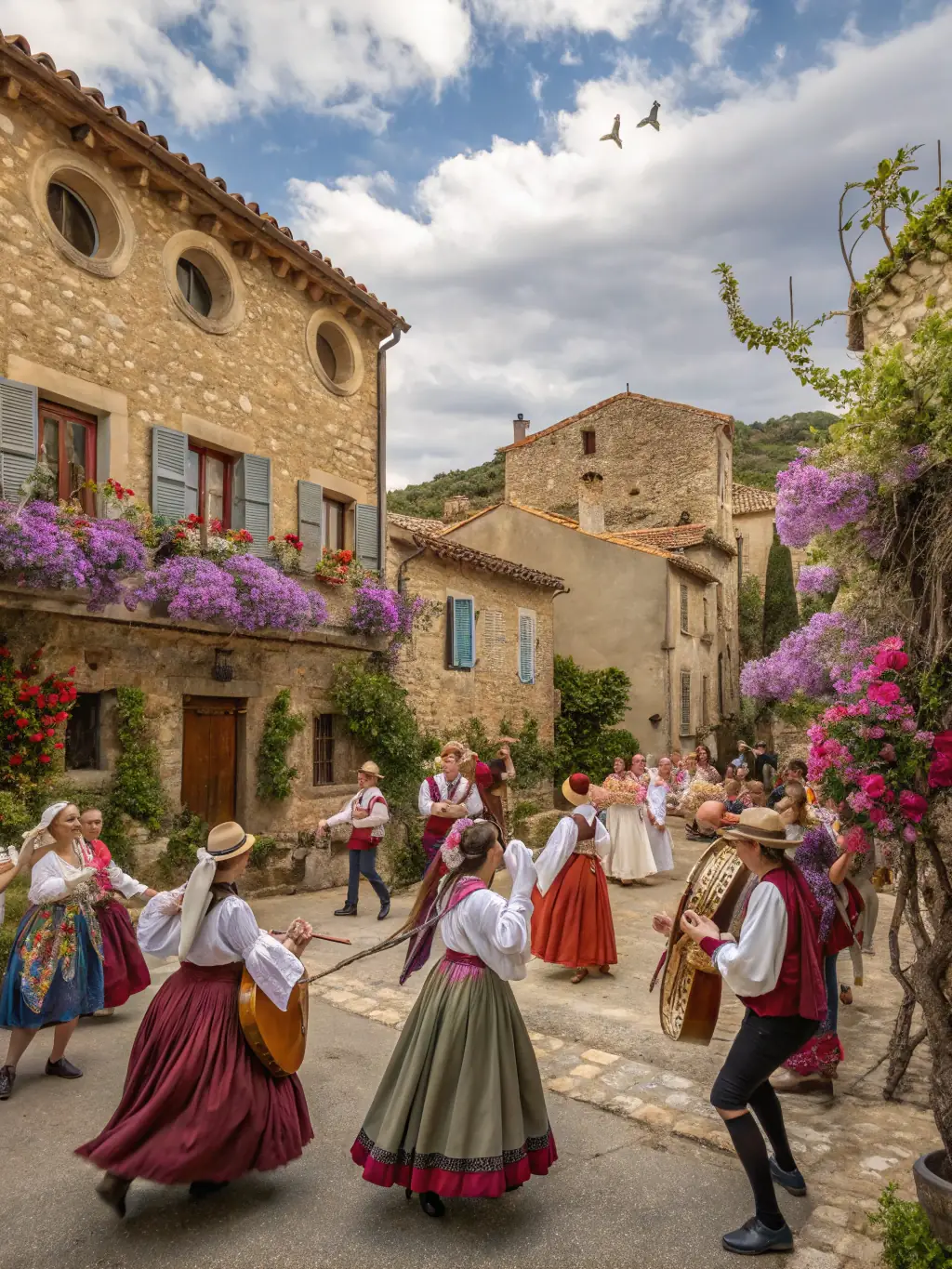 A vibrant photograph capturing participants engaged in a traditional Limousin dance workshop, showcasing the cultural heritage program of ASS ICORANDA LIMOUSIN MARCHE AUVERGNE.