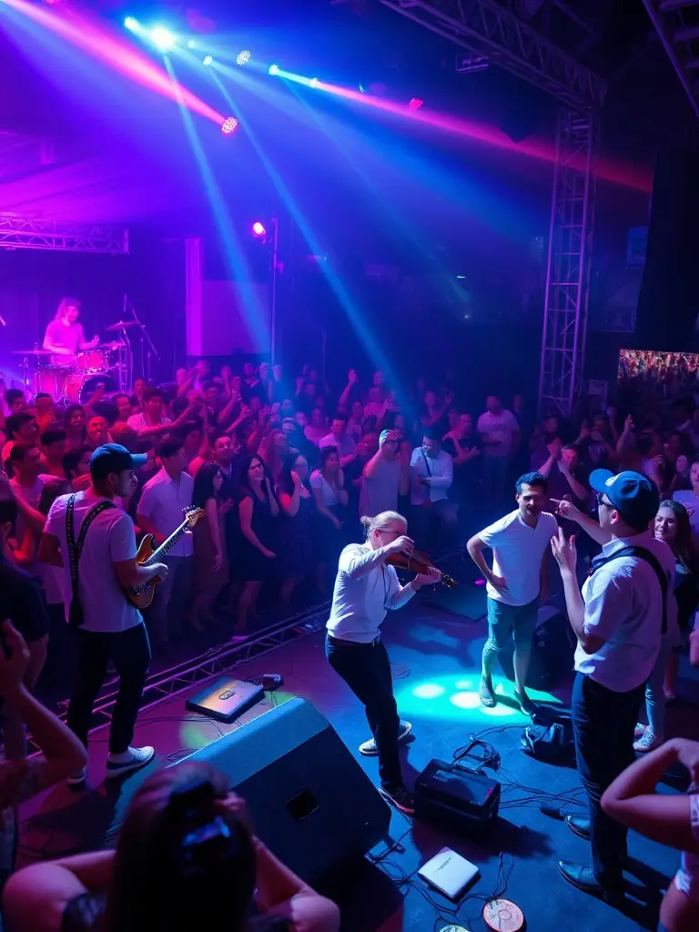 A lively outdoor festival scene with traditional dancers, musicians, and colorful decorations, attracting diverse visitors to the Community Festivals and Events organized by ASS ICORANDA LIMOUSIN MARCHE AUVERGNE.