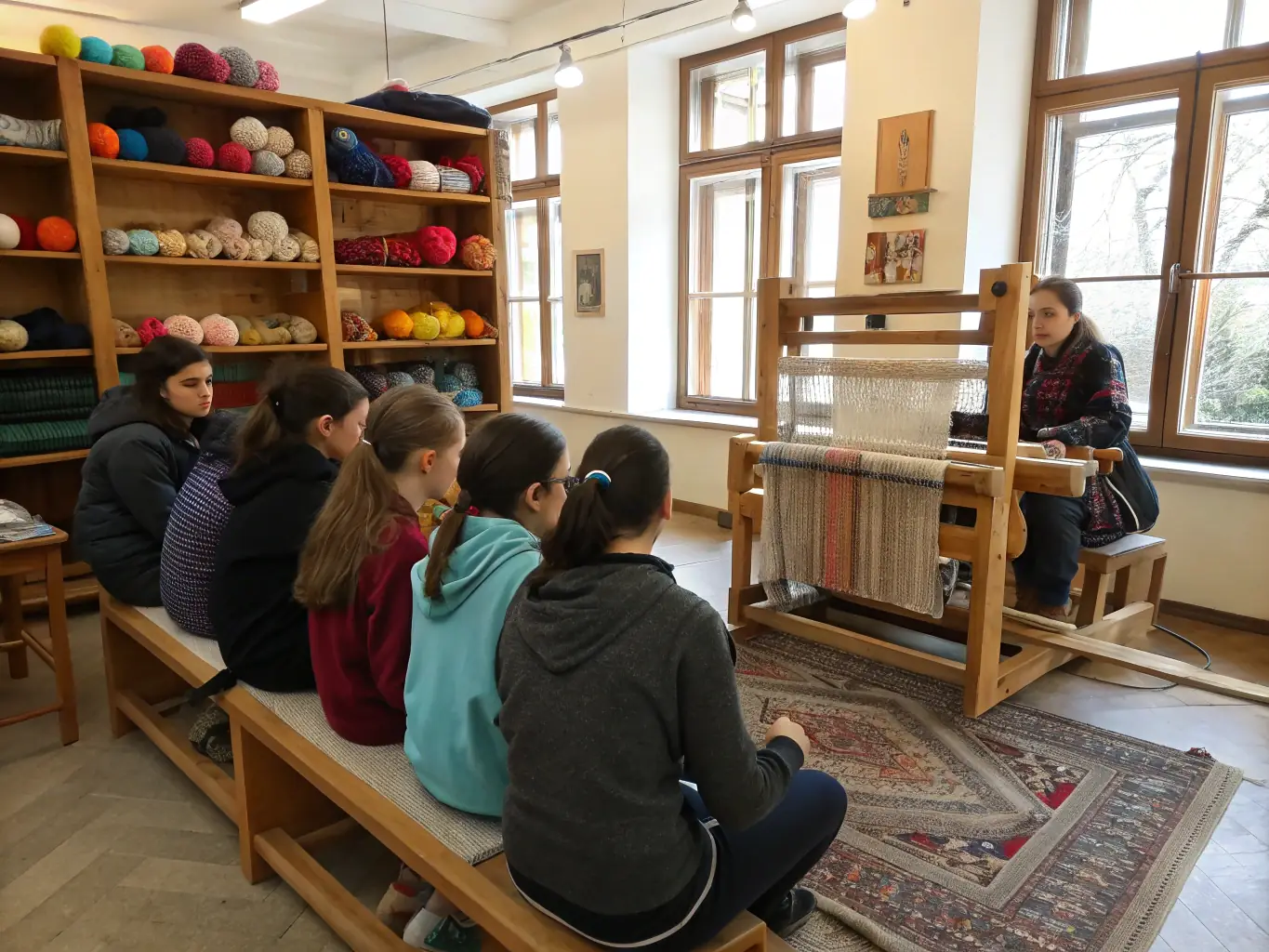 A vibrant image depicting participants engaged in a traditional craft workshop, showcasing the hands-on learning experience and cultural exchange facilitated by ASS ICORANDA.
